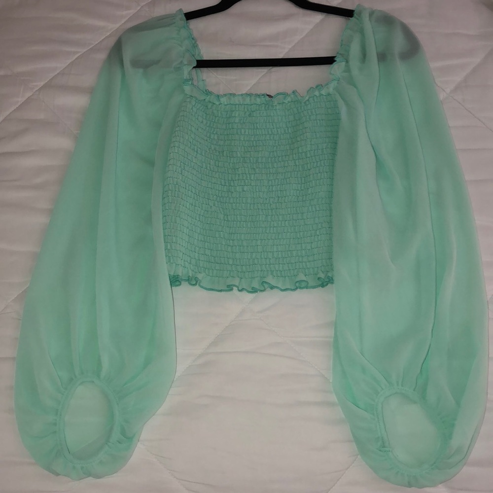 Fashion nova turquoise balloon top
